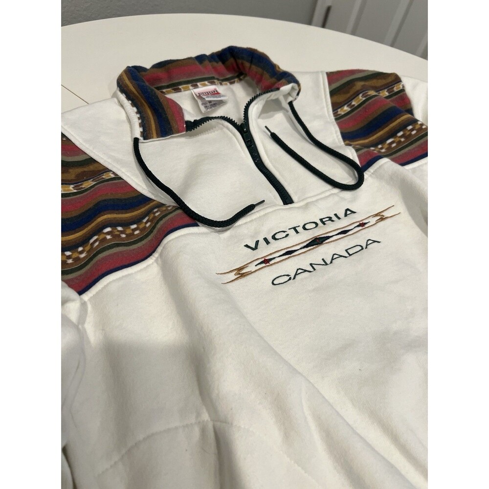 Cityscape Men's L/G White Colorblock Fleece 1/4 Zip Mock Neck Victoria